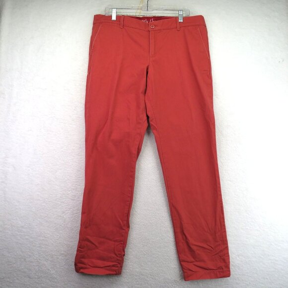 J Crew Jeans Womens Sz 14 Rust Red Waverly Chino Pants Factory Frayed Edges - Picture 1 of 11